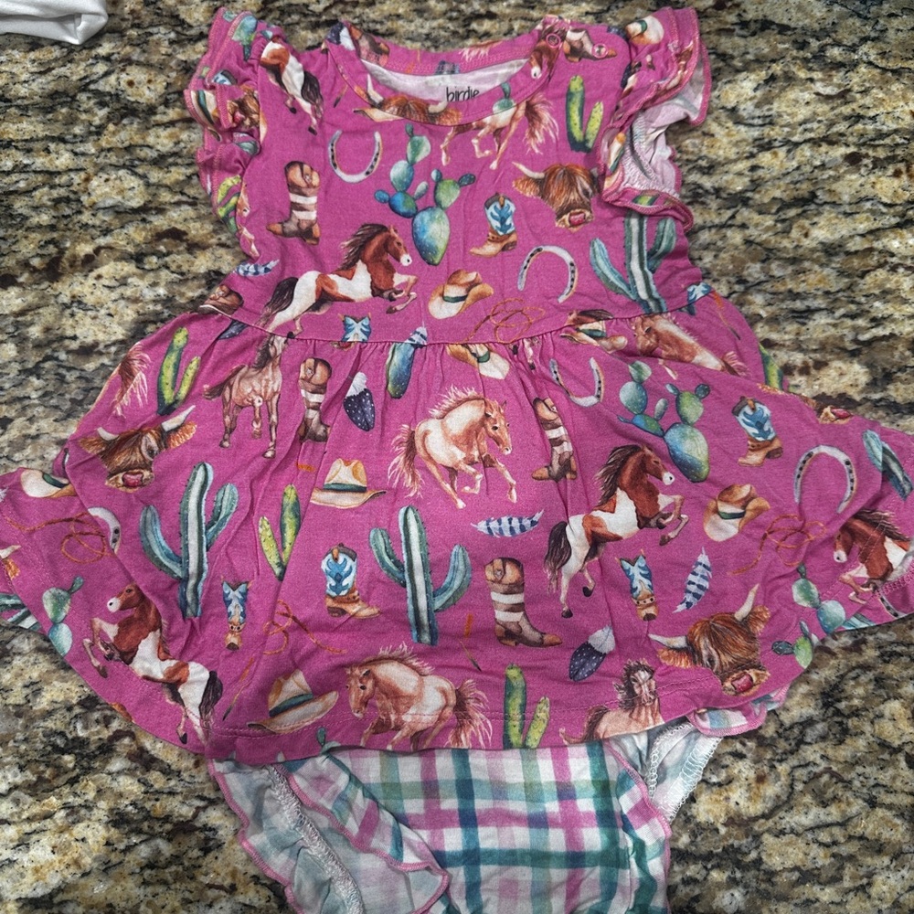 Birdie Bean Dakota Pink Horse and Cactus Baby Dress